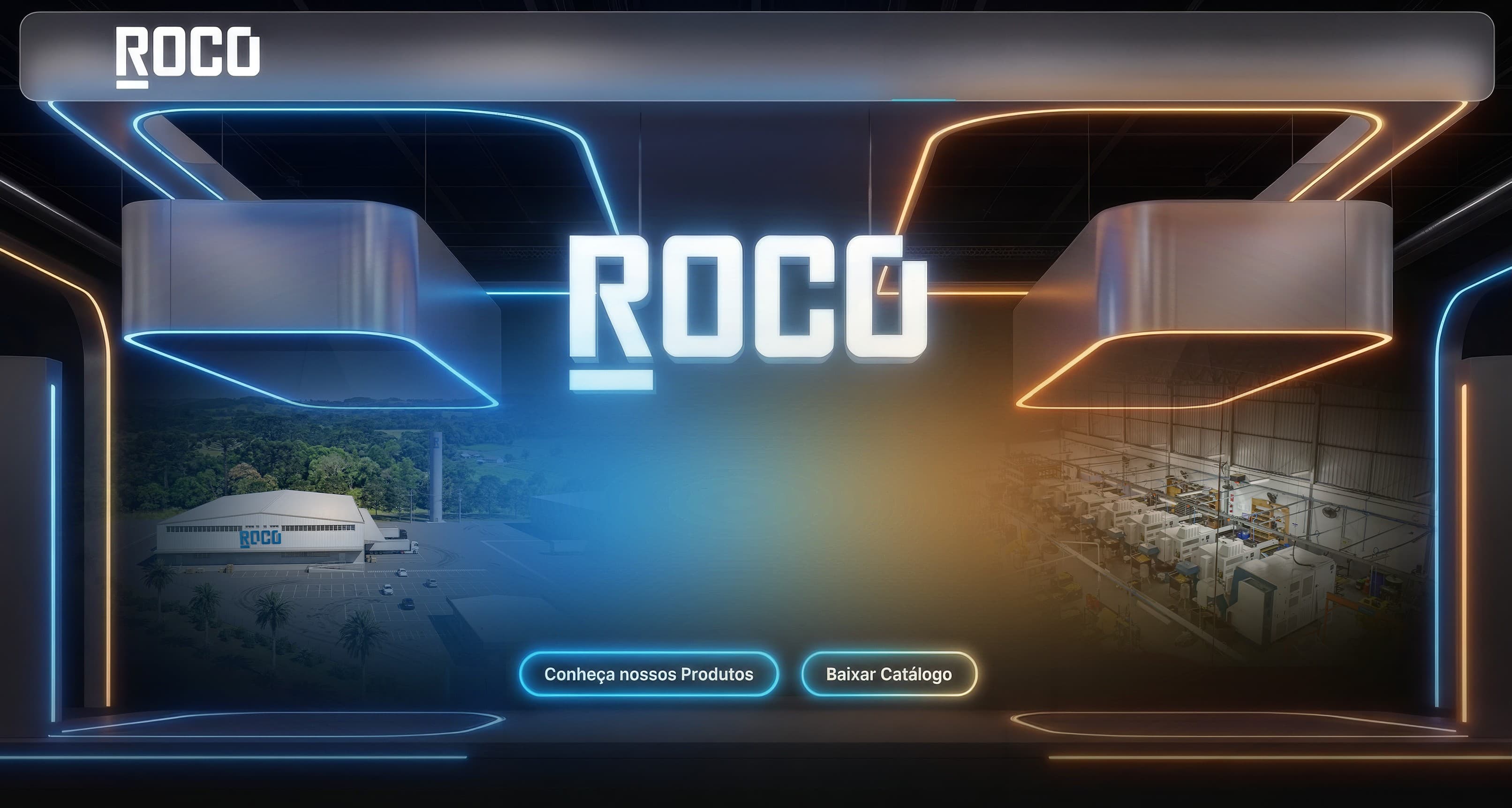 Futuristic ROCO environment with neon lighting