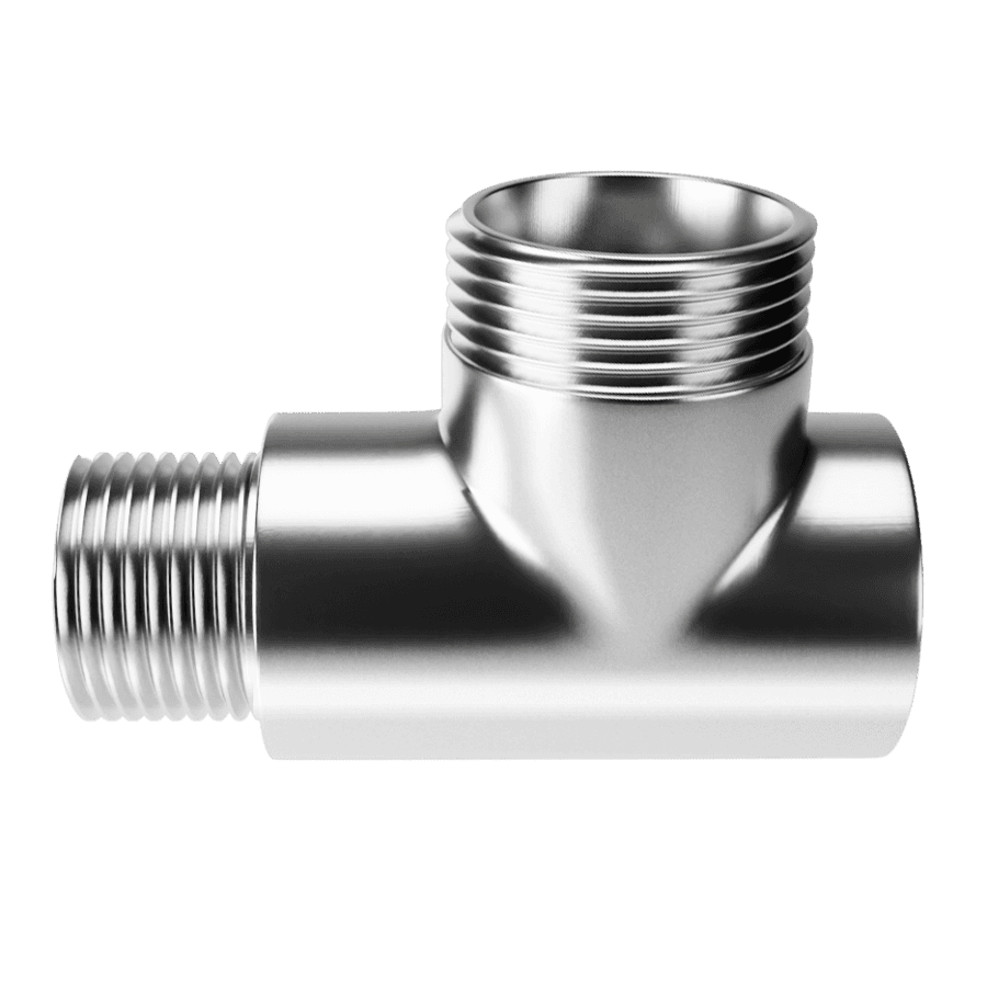 JUNÇÃO MULTIÚSO CROMADA PARA MÁQUINA DE LAVAR 1/2" [M] X 3/4" [M] E 1/2" [F]