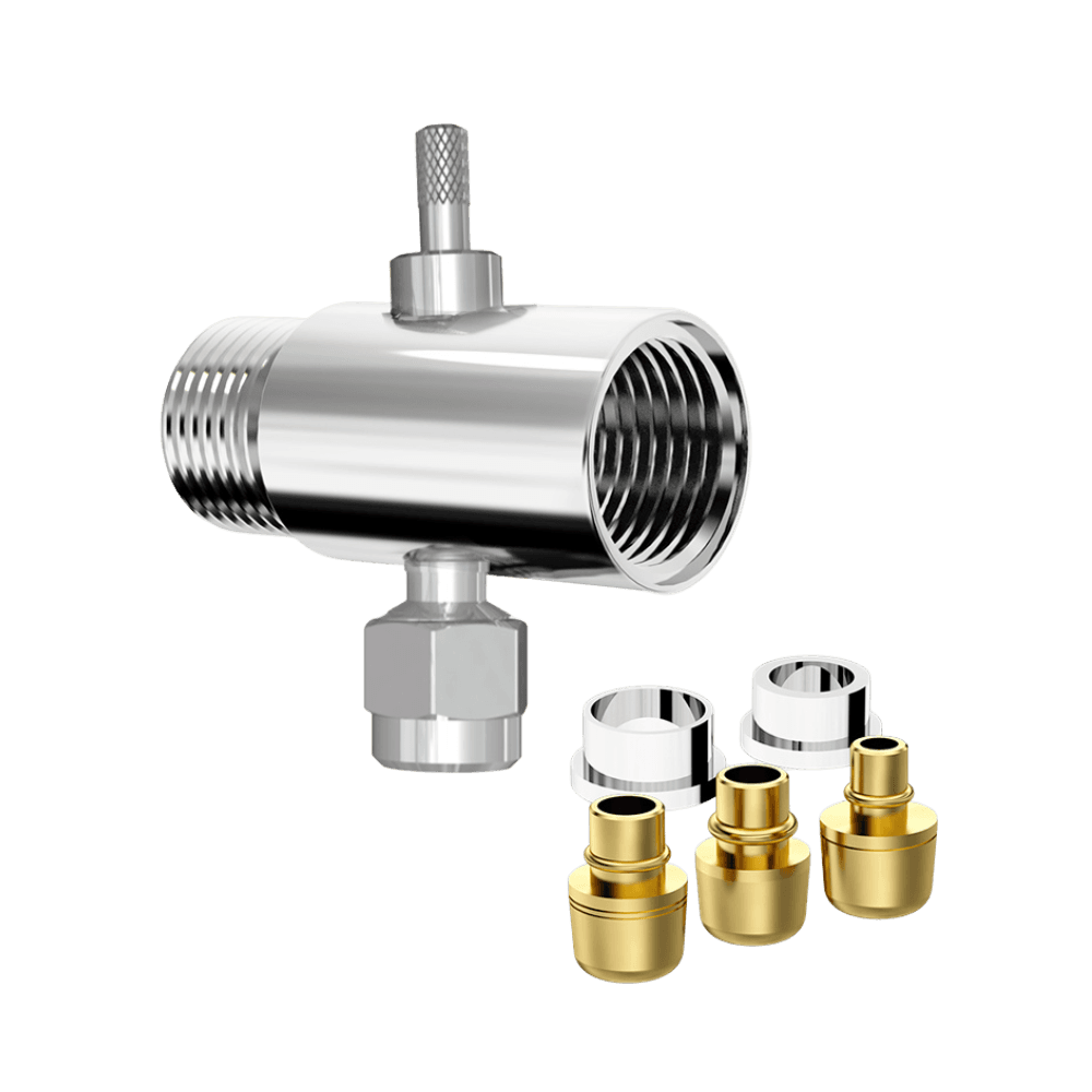 ADAPTADOR CROMADO PARA FILTROS 1/2" X 1/2" COM REGULADOR DE VAZÃO E BICO UNIVERSAL - SEM TAMPA