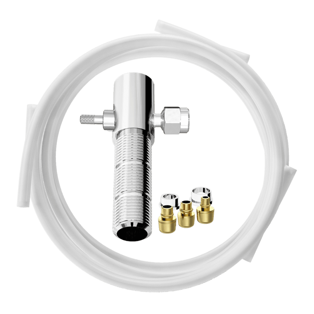 KIT INSTALAÇÃO FILTRO DE ÁGUA COM ADAPTADOR REGULÁVEL DE BANCADA E MANGUEIRA 1/4", 5/16" E 3/8" - 2M