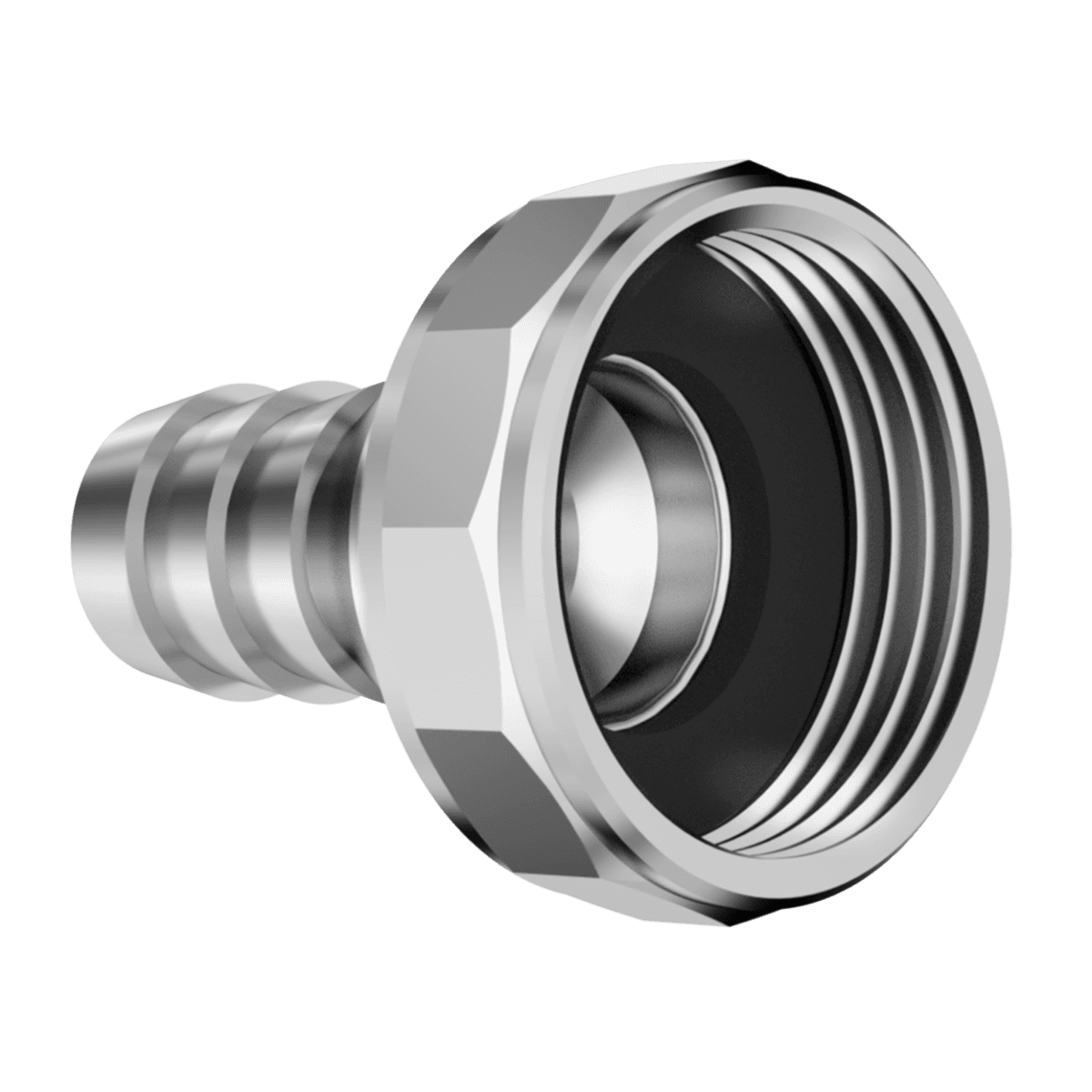CONECTOR PARA MANGUEIRA DE LATÃO NIQUELADO 3/4" [F] X 1/2"