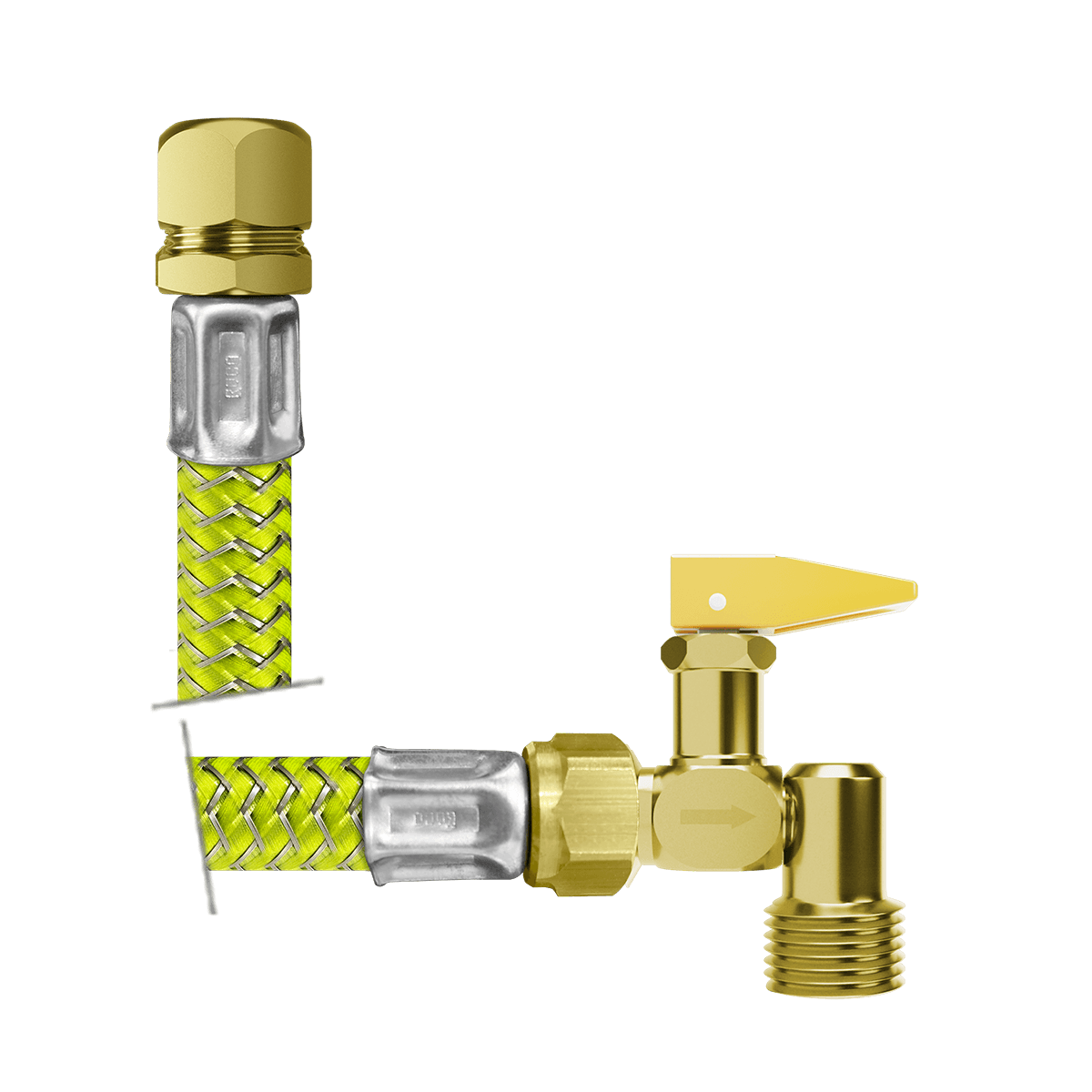 KIT DE FLEXÍVEL PARA GÁS COM  CORTA-FOGO 1/2” X 3/8” ENGATE RÁPIDO - 1 m