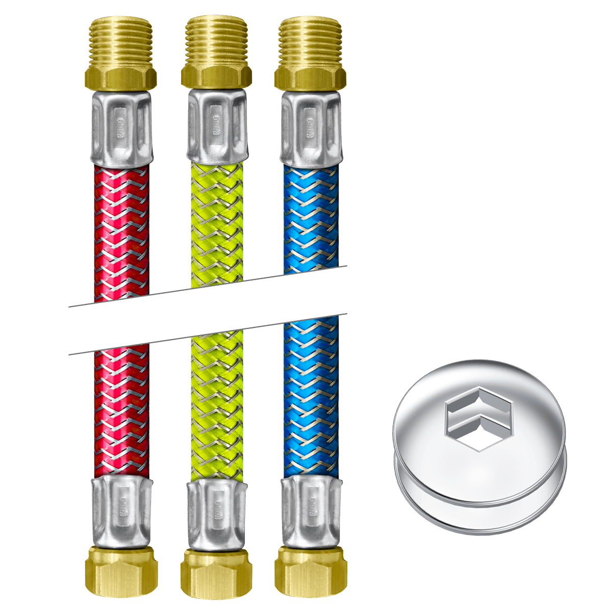 LIGAÇÕES FLEXÍVEIS PARA AQUECEDOR A GÁS MODELO ECONÔMICO - FLEX. GÁS M x F 1/2” 30 cm