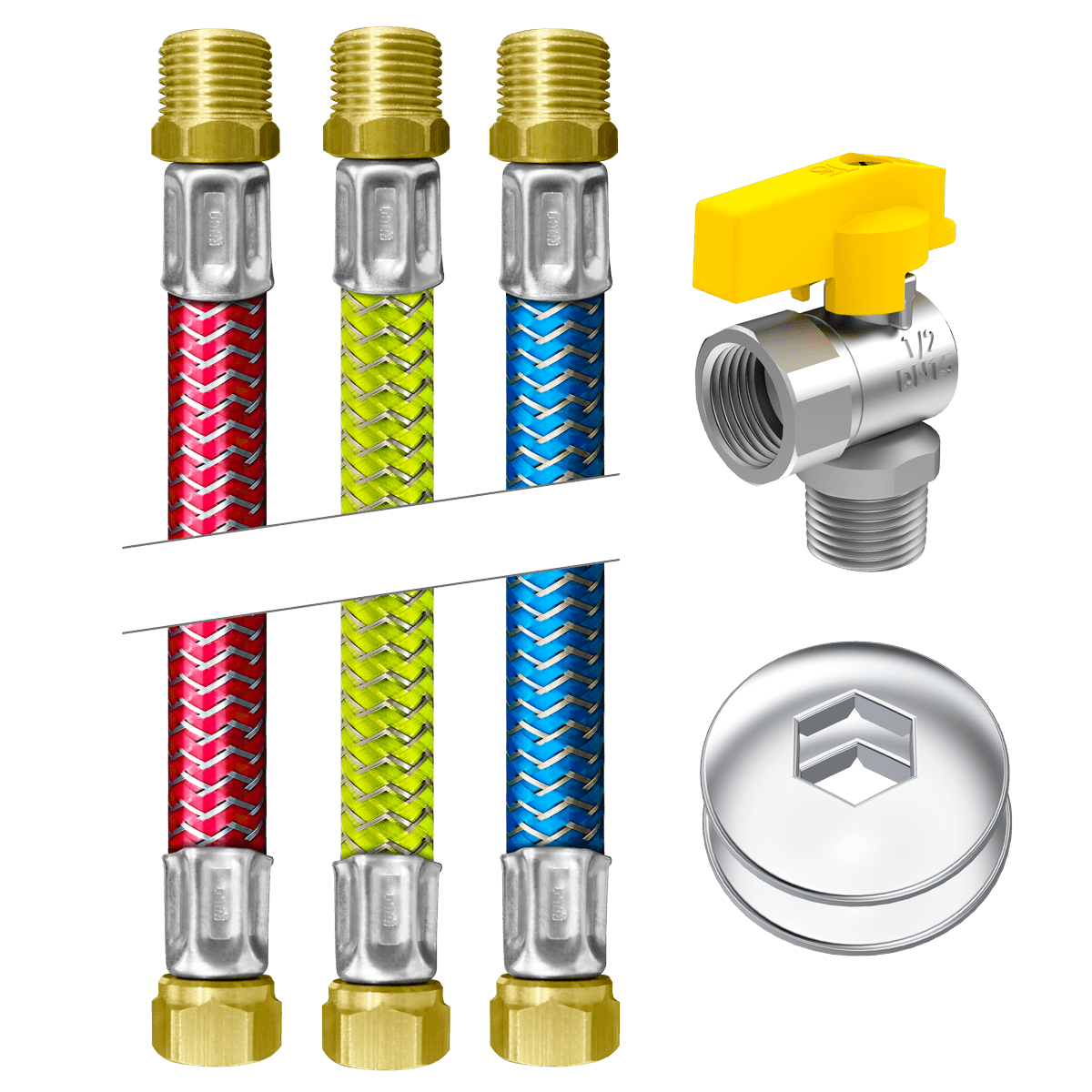LIGAÇÕES FLEXÍVEIS PARA AQUECEDOR A GÁS - FLEX. GÁS M x F 1/2” 30 cm